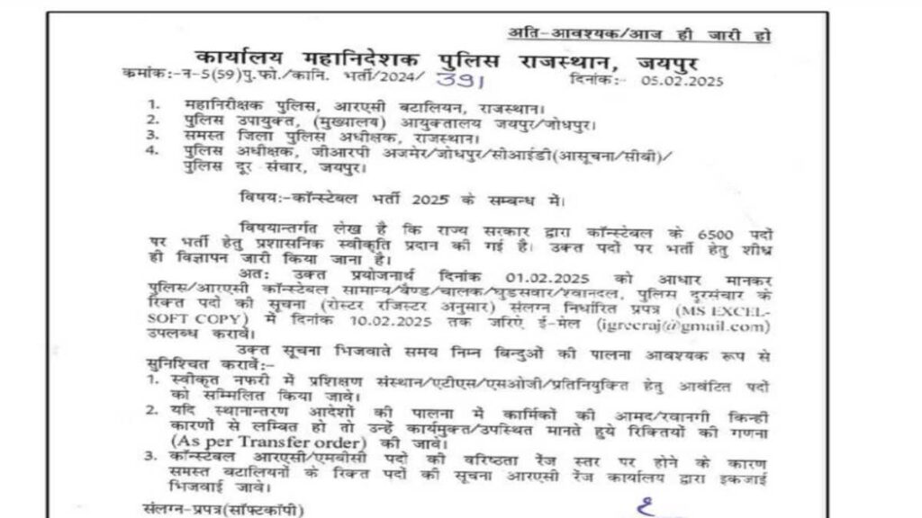 Rajasthan Police Constable Recruitment 2025 - Apply Online