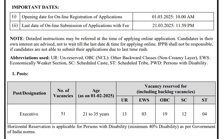 Free Job Alert India Post Payments Bank IPPB Executive Recruitment