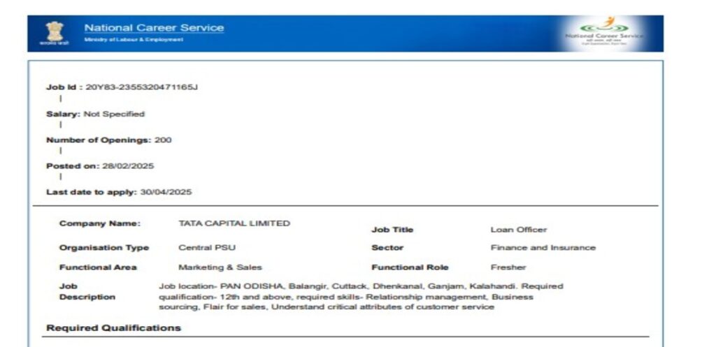 TATA CAPITAL LIMITED Jobs